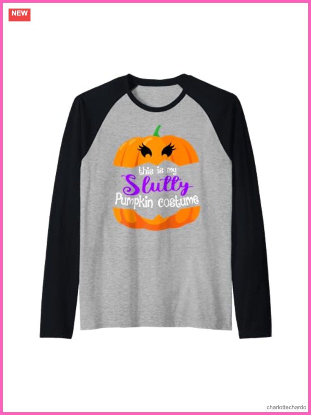 Lazy Halloween Raglan Baseball Tee Slutty Pumpkin Costume Top